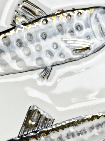 Vierkant bordje met gouden sardines - Afbeelding 5