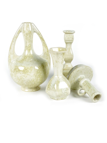 Jugendstil vaas champagne kleurige kristallen - Afbeelding 2