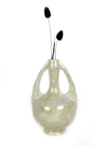 Jugendstil vaas champagne kleurige kristallen - Afbeelding 3