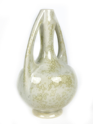 Jugendstil vaas champagne kleurige kristallen - Afbeelding 4