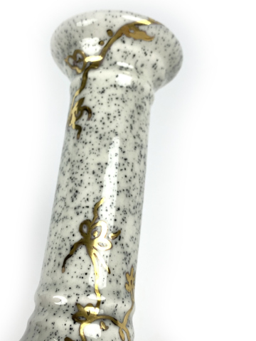 Kandelaar zwart wit gespikkeld met gouden bloemen - Afbeelding 8