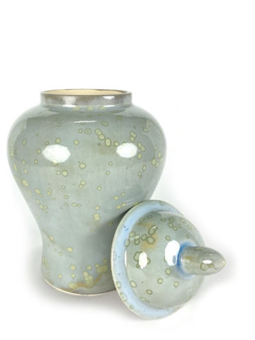 Dekselvaas blauwgroene kristallen