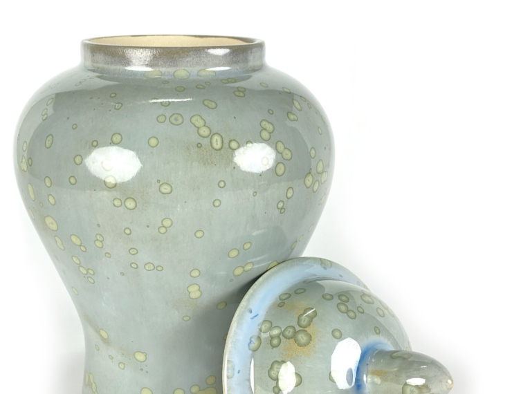 Dekselvaas blauwgroene kristallen