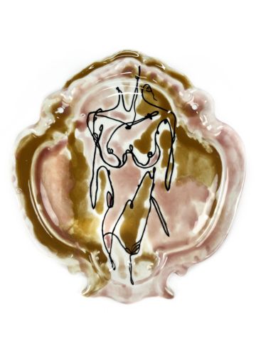 Plaquette scholvormig lijnwerk dame