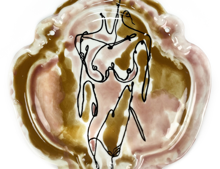 Plaquette scholvormig lijnwerk dame