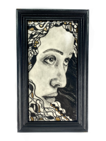 Tegel schilderij gouden krullen