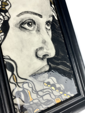 Tegel schilderij gouden krullen - Afbeelding 2