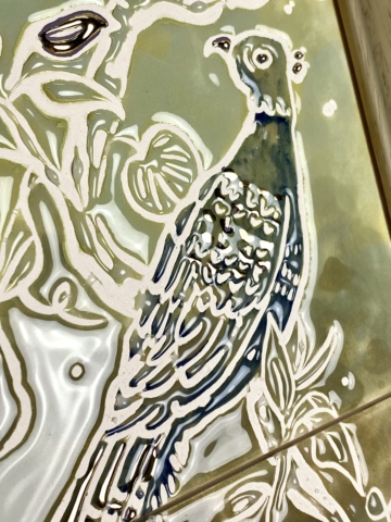 Tegel schilderij gouden pauw - Afbeelding 5