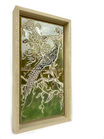 Tegel schilderij gouden pauw - Afbeelding 6