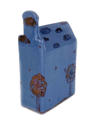 Huisje verhoogde halsgevel blauw