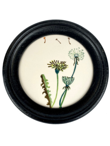 Tegel schilderij rond paardenbloem