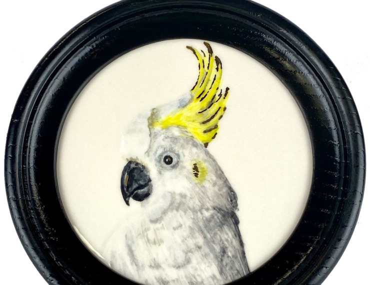 Tegel schilderij rond kaketoe