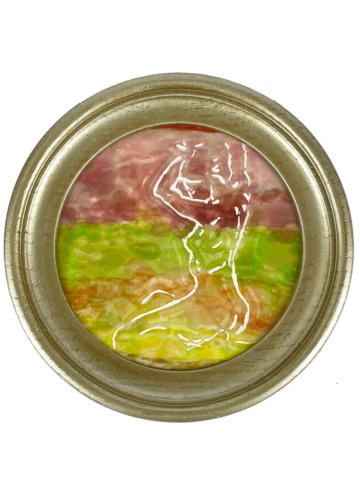 Tegel schilderij rond naakt