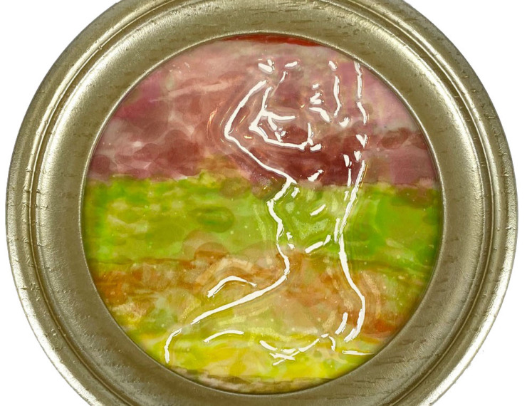 Tegel schilderij rond naakt