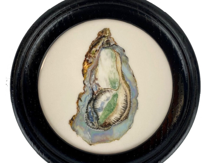 Tegel schilderij rond oester