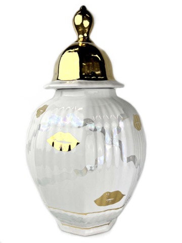 Dekselvaas golden lips